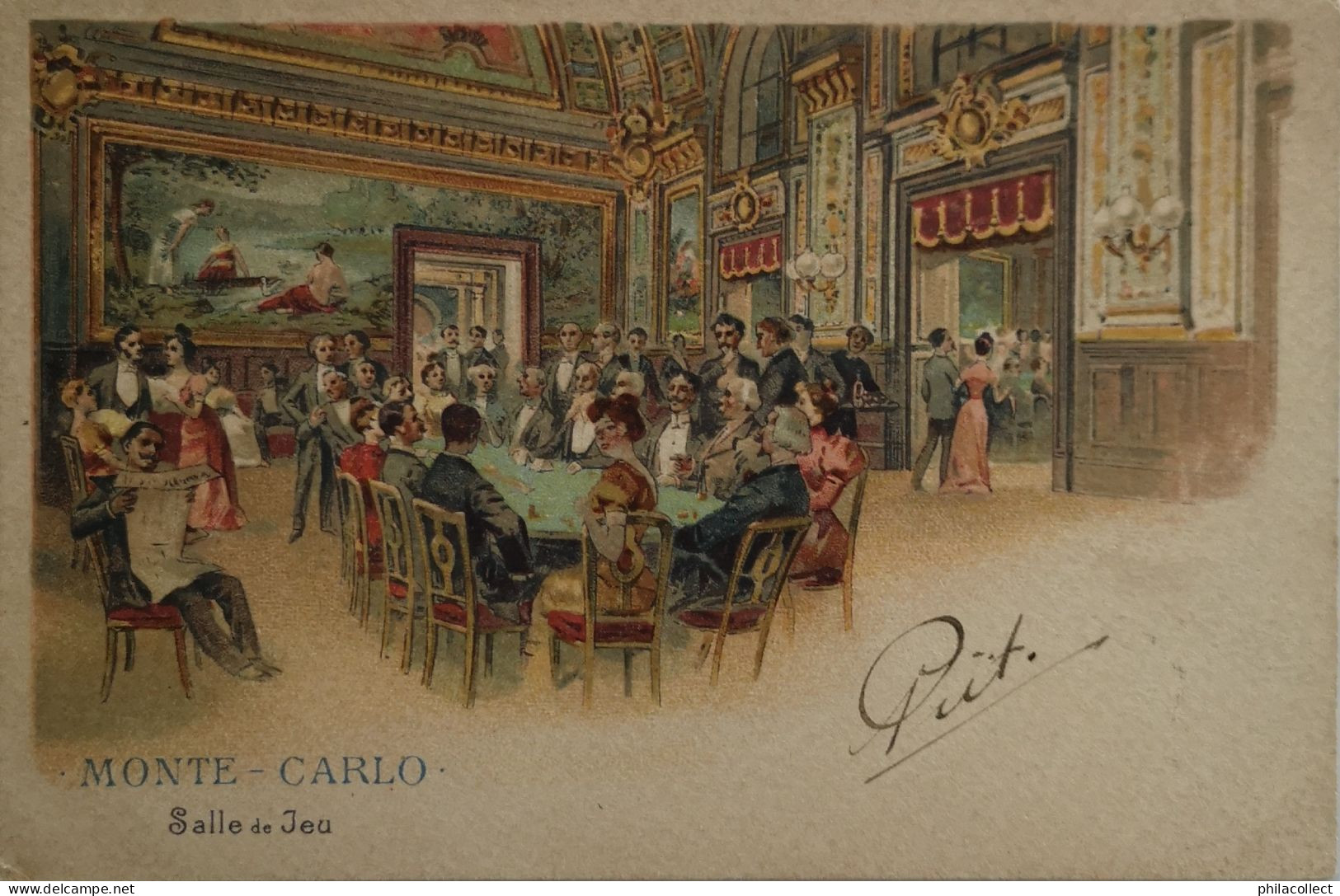 Monaco // Monte Carlo Litho Salle De Jeu (Casino - Gambling) Ca 1900 - Casino