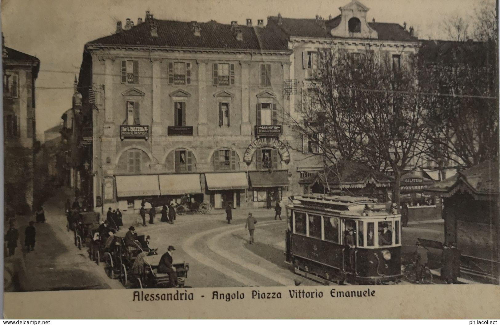 Italy (PI) Alessandria // Angolo Piazza Vittoria Emanuele (Tram) 1914 RARE - Casino