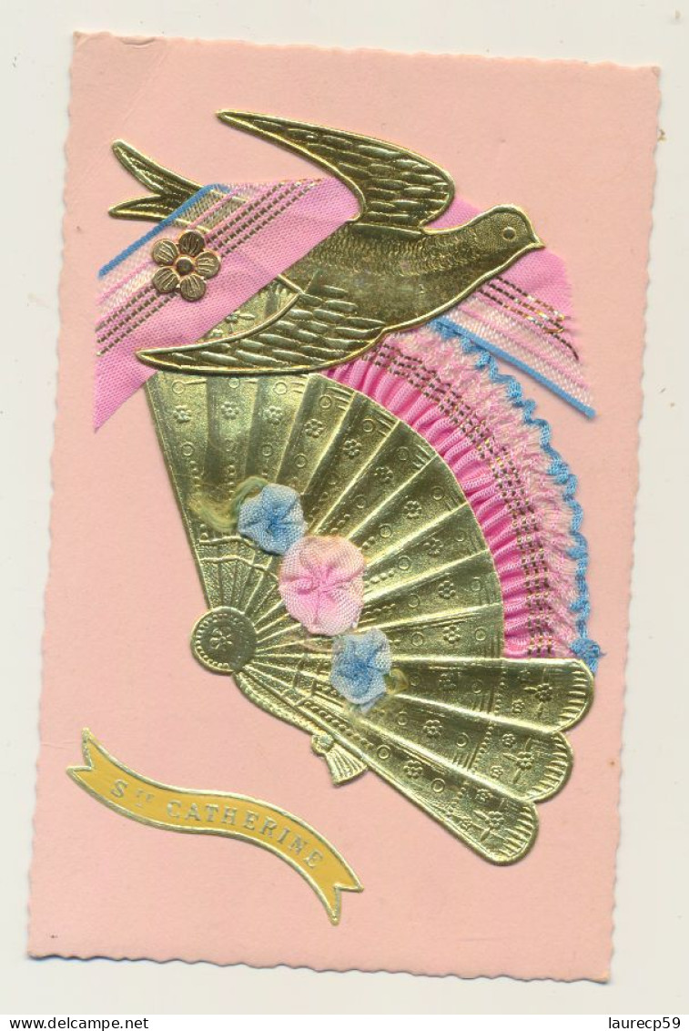 Carte Fantaisie à Système - Fleur Et Oiseau éventail- Papier Doré Ruban ... - A Systèmes