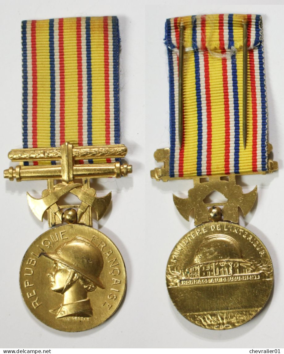 Médaille-Pompiers-FR_006a_ancienneté_2eme Modèle_Vermeil_1935-2017_22-02-01_01 - Feuerwehr