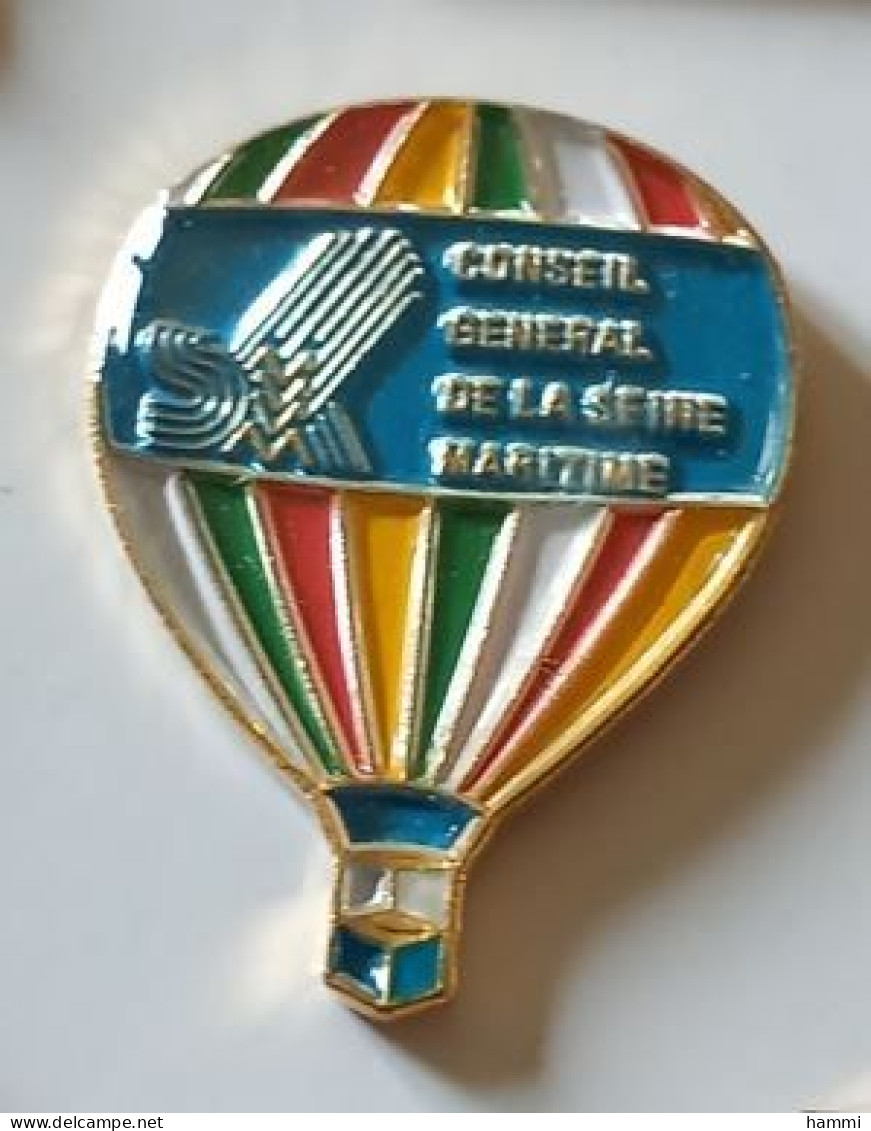 XX419 Pin's Montgolfière Balloon Conseil Général De La Seine Maritime à ROUEN Achat Immédiat - Luchtballons