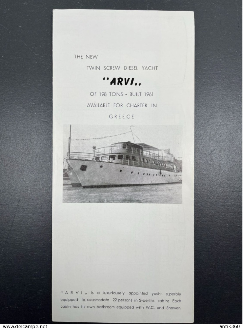 Ancienne Brochure Présentation Du YACHT ARVI Grèce Greece Luxurious Boat - Reiseprospekte