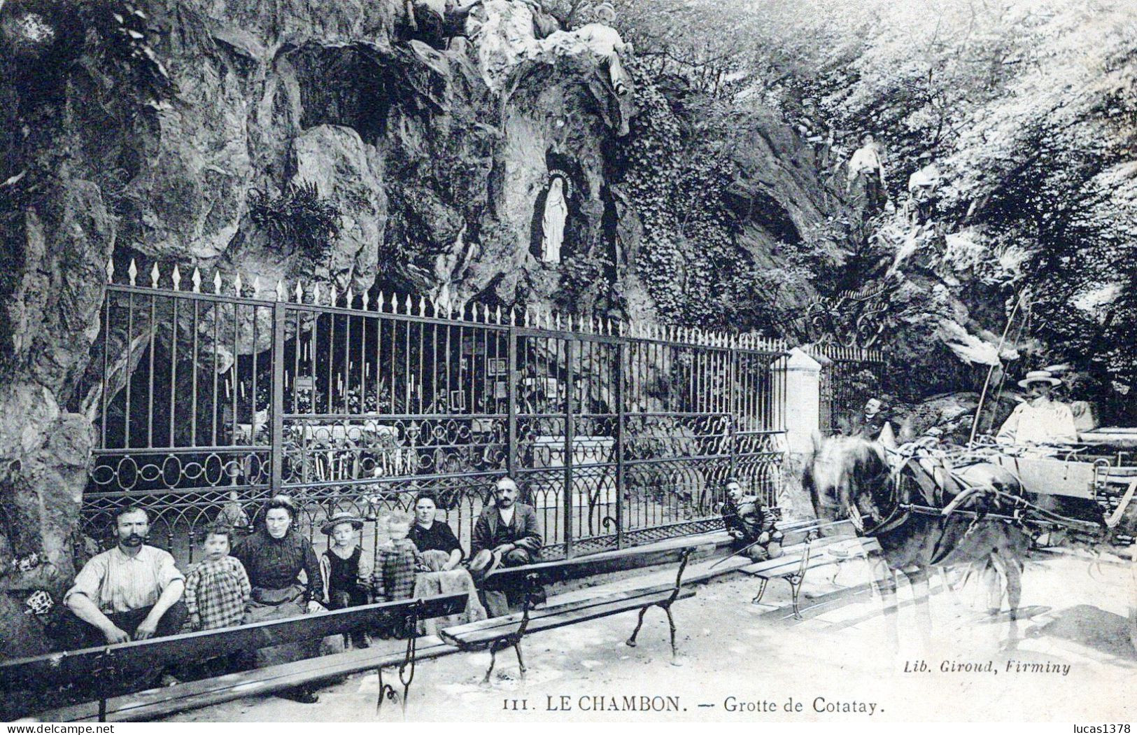 42 / LE CHAMBON / GROTTE DE COTATAY / JOLIE CARTE ANIMEE / ATTELAGE - Le Chambon Feugerolles