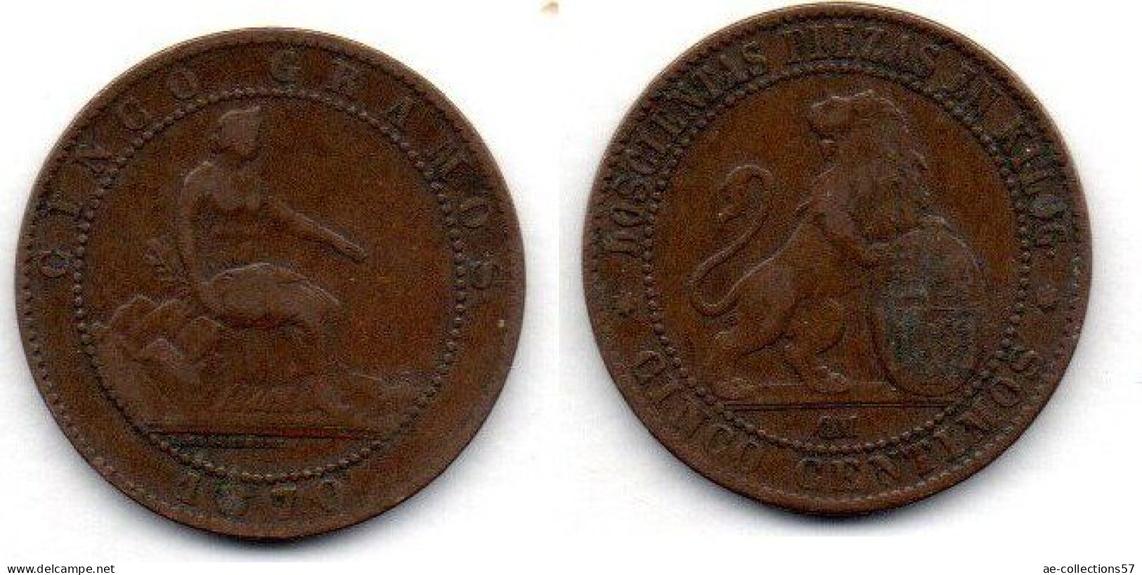 MA 20865 / Espagne - Spain -Spanien 5 Centimos 1870 OM TB - Premières Frappes