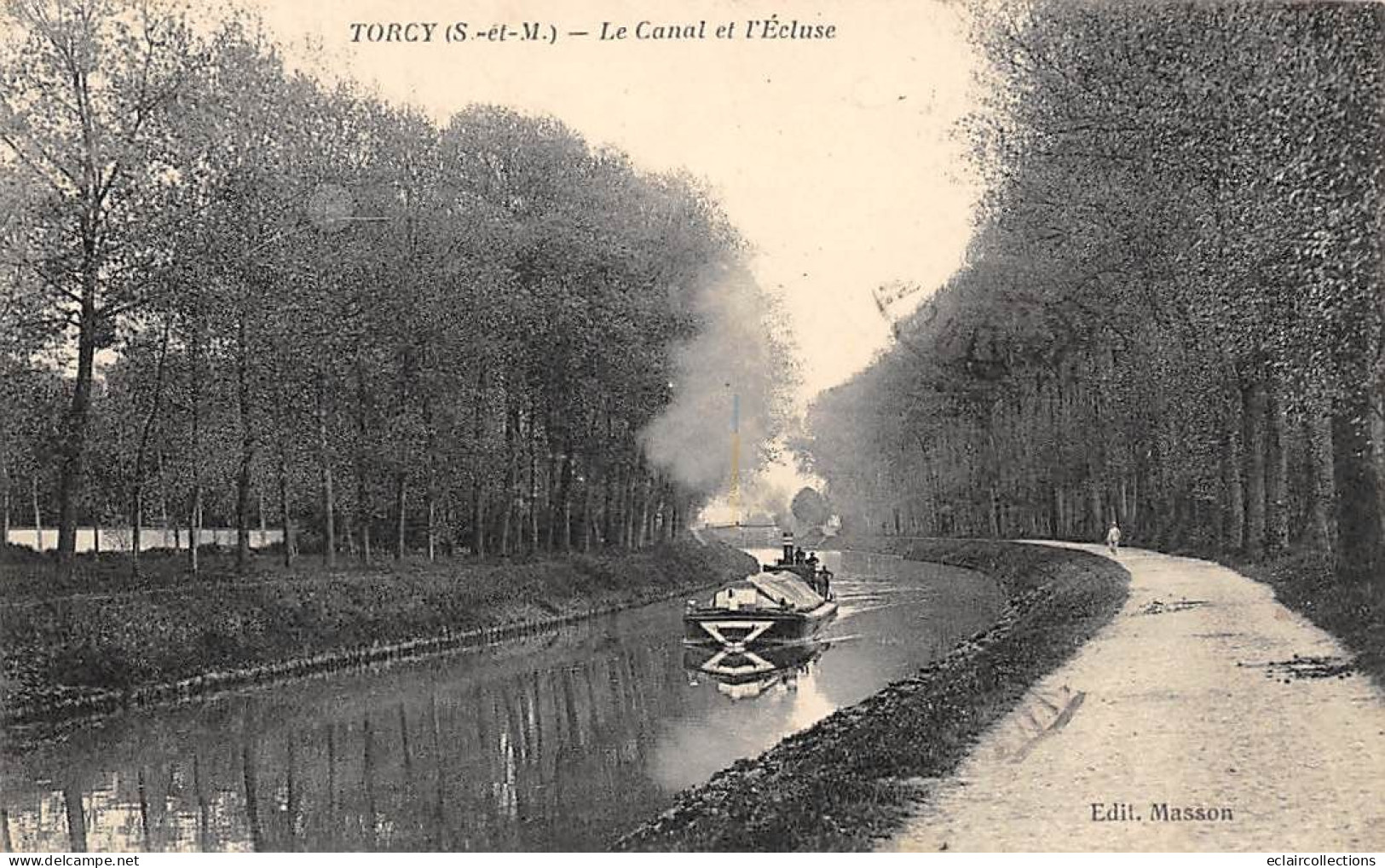 Torcy          77         Le Canal Et L'écluse. Péniche       (voir Scan) - Torcy