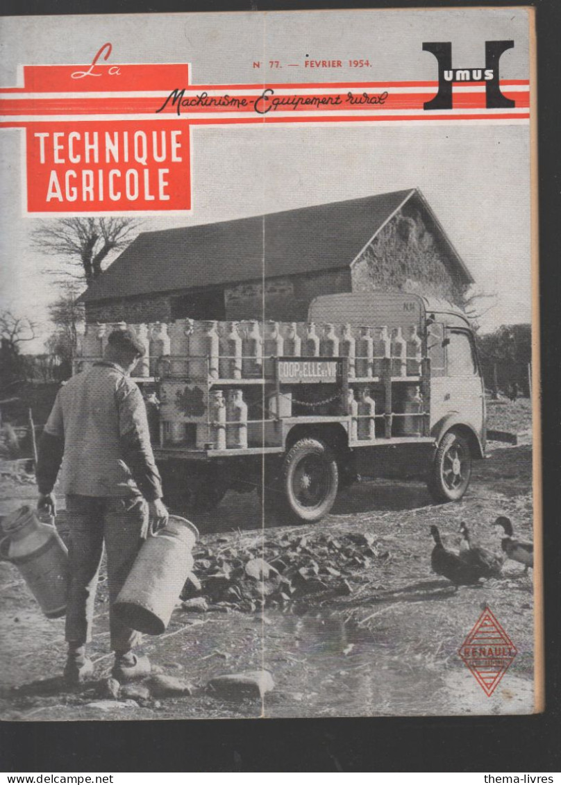 (machines Agricoles) Revue LA TECHNIQUE AGRICOLE  N°77 Février 1954       (CAT5184) - Jardinage