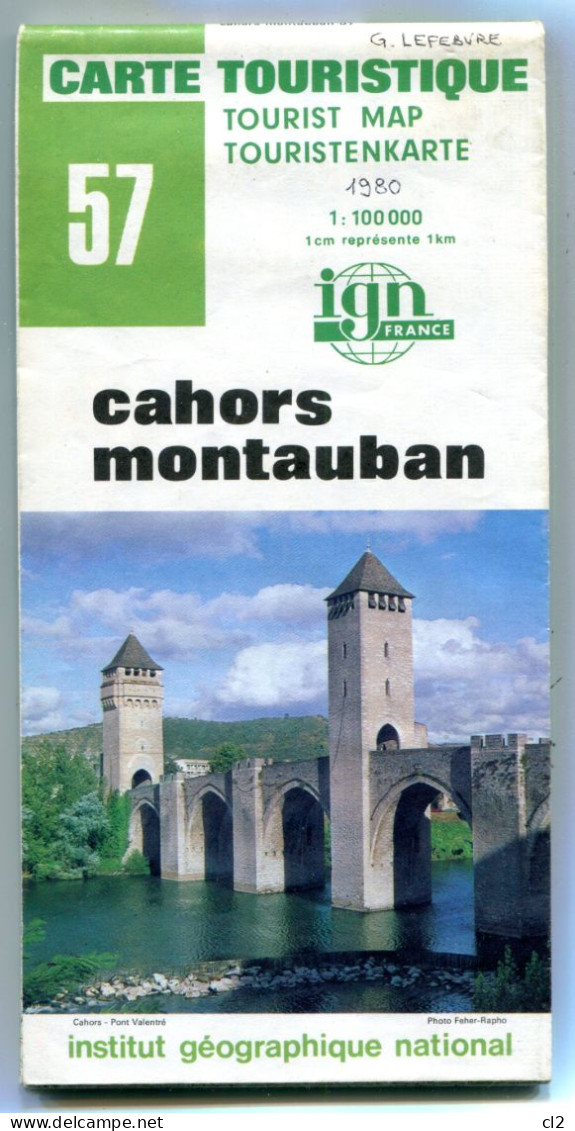 IGN - Série Verte - 1:100000 - N°57 - Cahors - Montauban - 1980  édition 3 - Cartes Topographiques