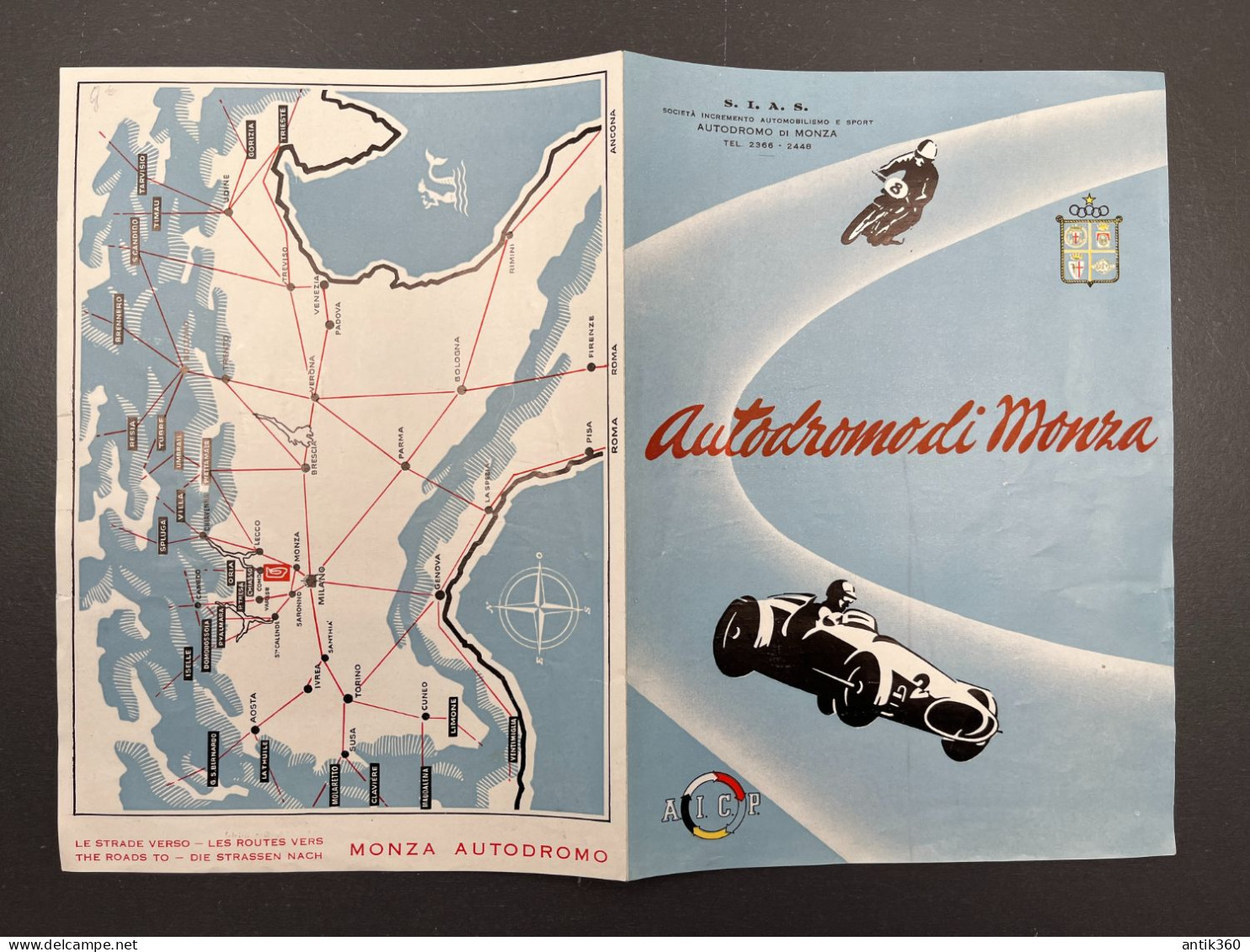 Ancien Dépliant Touristique AUTODROMO DI MONZA 1955 - Toeristische Brochures