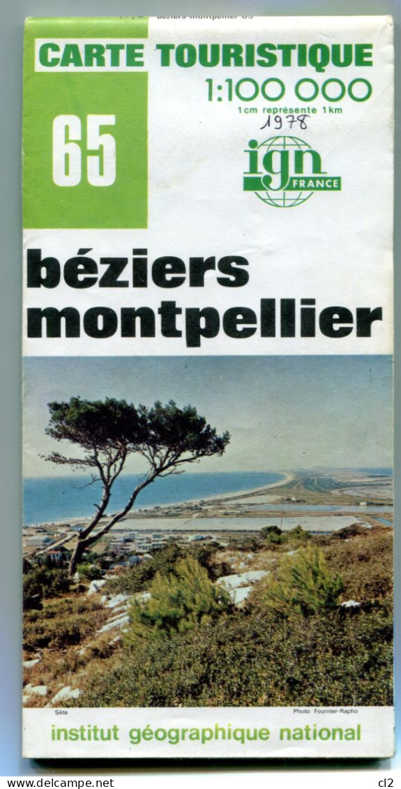 IGN - Série Verte - 1:100000 - N°65 - Béziers - Montpellier - 1978  édition 4 - Cartes Topographiques