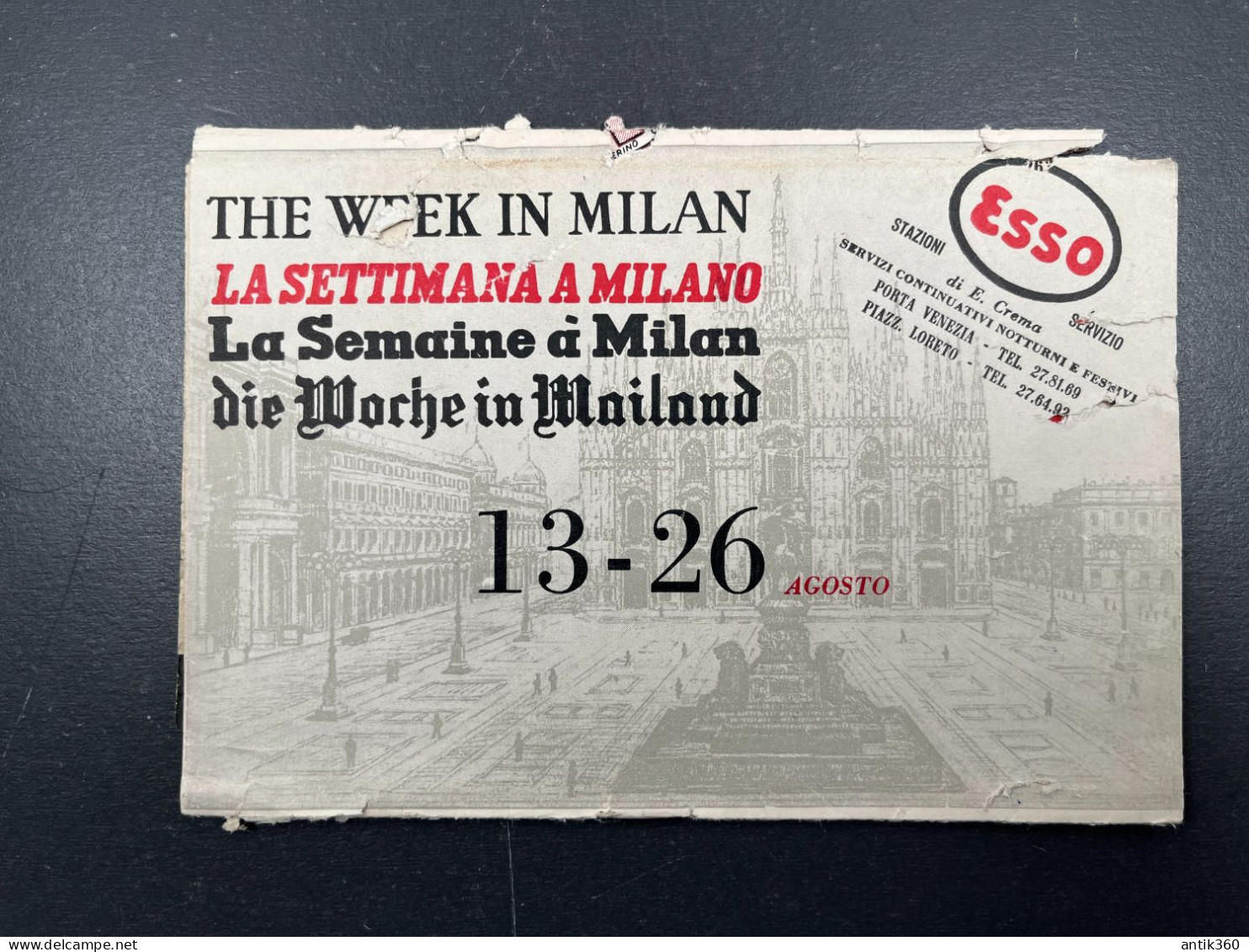 Ancien Dépliant Touristique ESSO La Semaine à Milan 13-26 Agosto Talie - Reiseprospekte