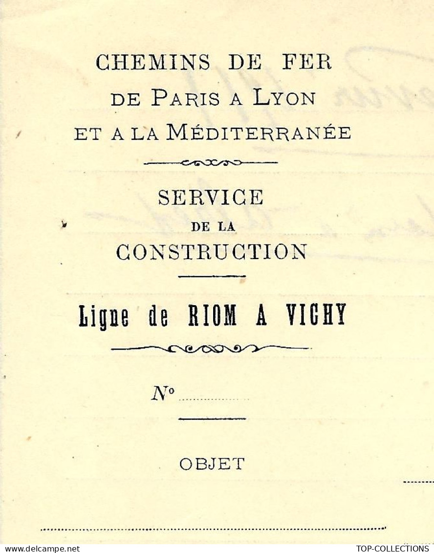 1911  CHEMINS DE FER De Paris à Lyon Et à La Méditerranée P.L.M Construction Ligne De Riom à Vichy =>Vairet Baudot Musée - 1900 – 1949
