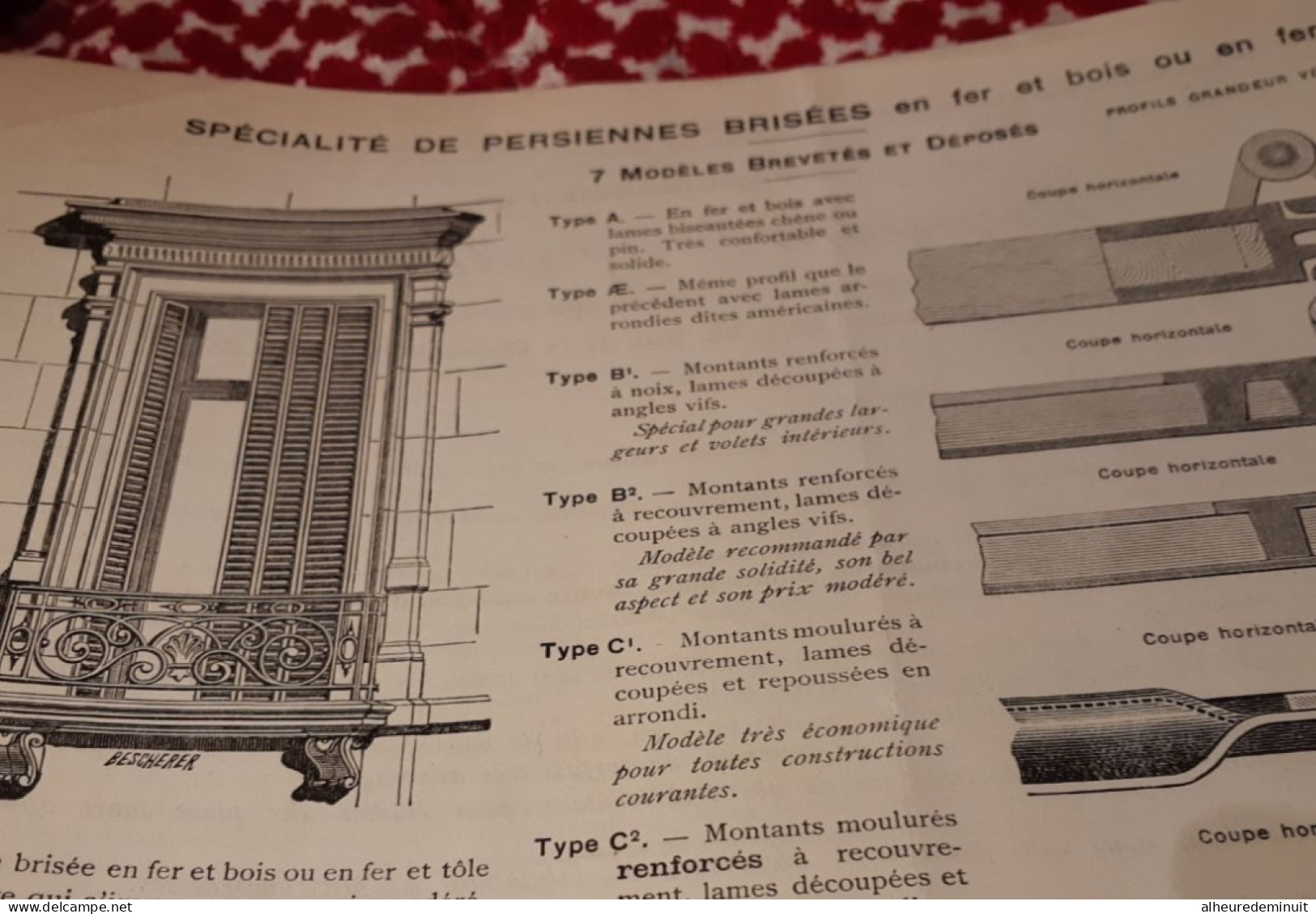 fascicule ancien"Ets JAQUEMET & MESNET"1936"persiennes"grilles"monte-charges"rideaux métalliques pour THEATRE"barème