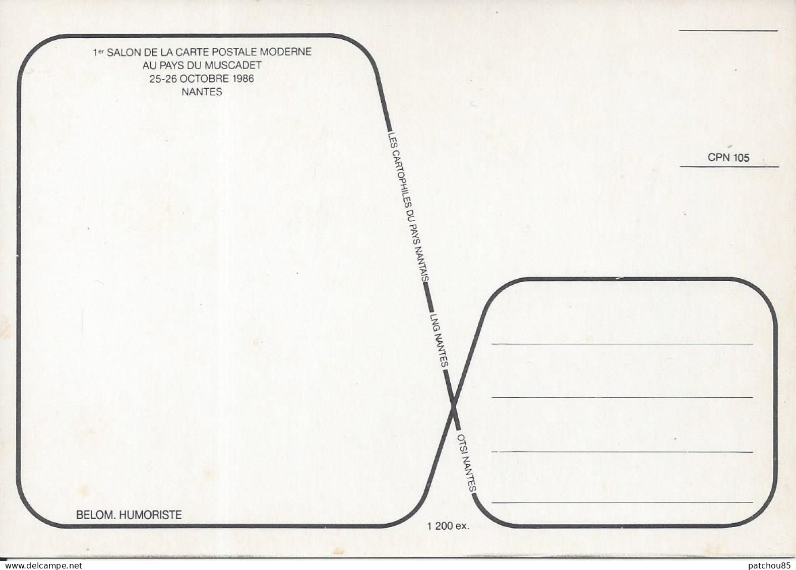 CPM 1° Salon De La Carte Postale Moderne Au Pays Du Muscadet 26-26-Octobre 1986 Nantes - Bourses & Salons De Collections