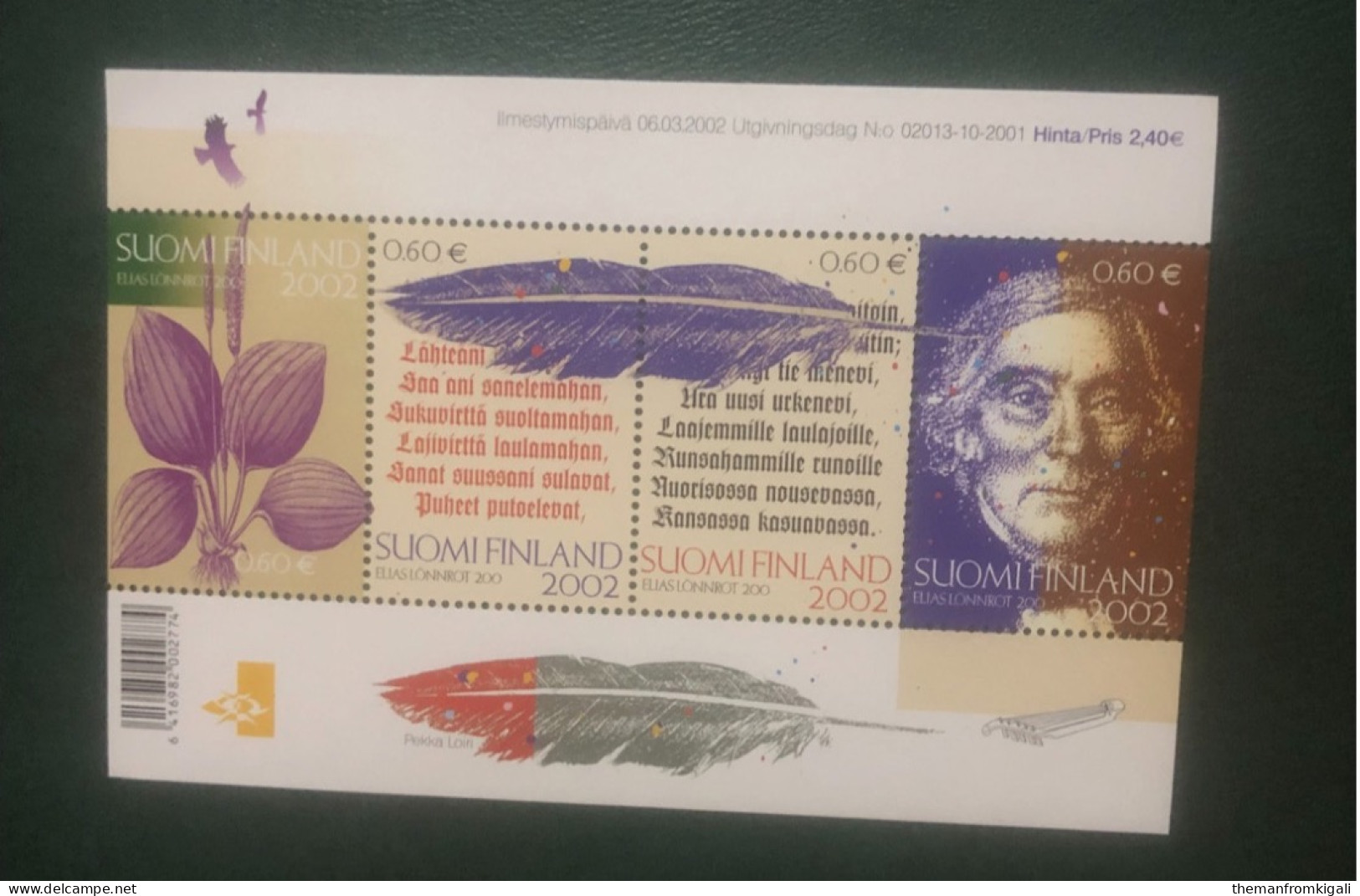 Finland 2002 - The 200th Anniversary Of Elias Lonnrot - Neufs