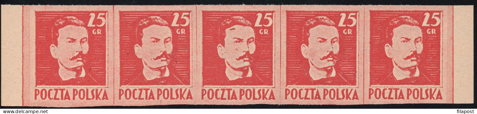 Poland 1978 Chiefs Offical New Printing Strip Of 5 Stamps Based On Original Printing Forms (*) Position 5-10 In Sheet - Other & Unclassified