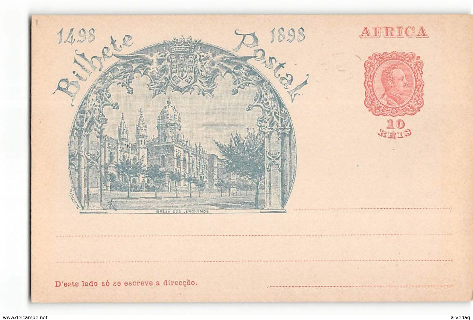 B359 01 BILHETE POSTAL AFRICA 1898 - Africa Portoghese