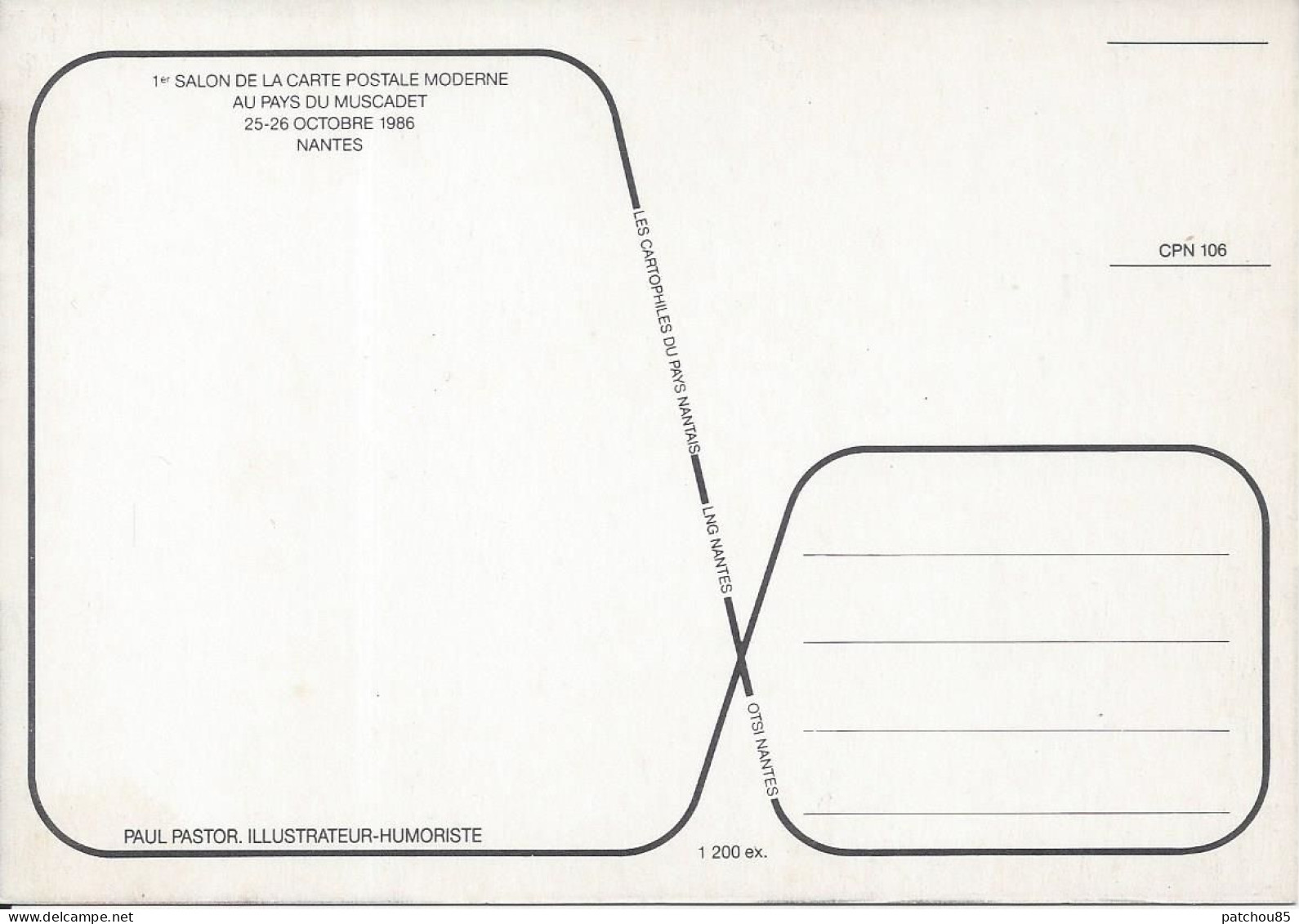 CPM 1° Salon De La Carte Postale Moderne Au Pays Du Muscadet 26-26-Octobre 1986 Nantes - Bourses & Salons De Collections