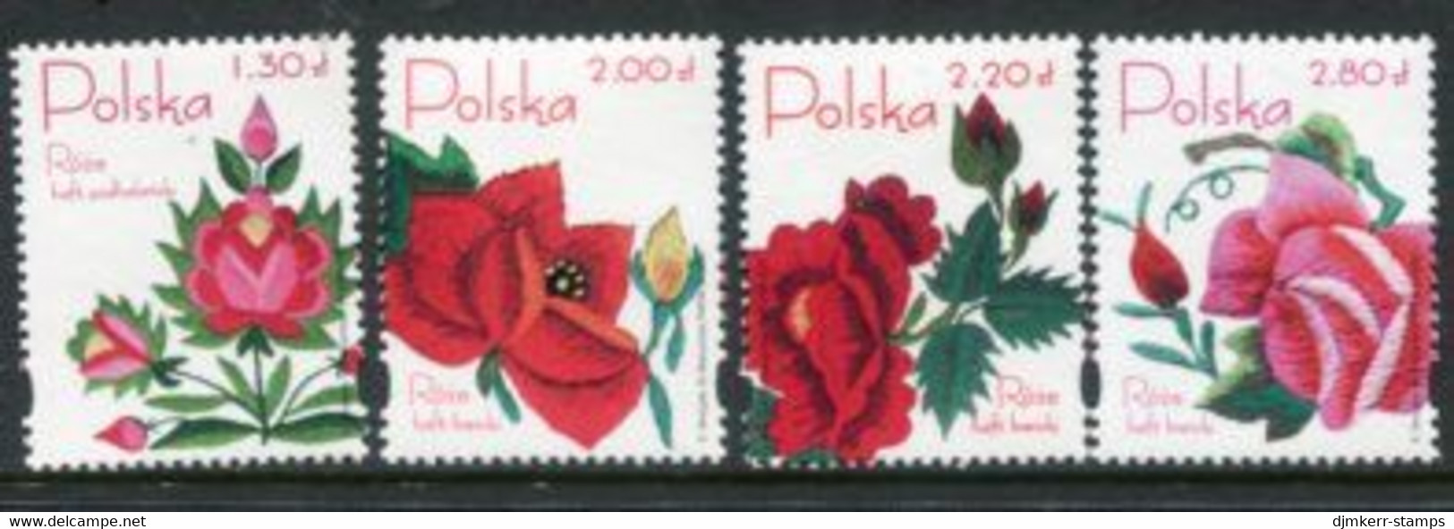 POLAND 2005 Embroidery: Roses MNH / **.  Michel 4195-98 - Neufs