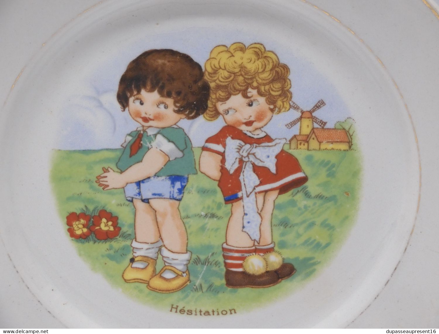 -ASSIETTE A DESSERT CERAMIQUE LUNEVILLE HESITATION DEMI PORCELAINE Enfants    E - Lunéville (FRA)