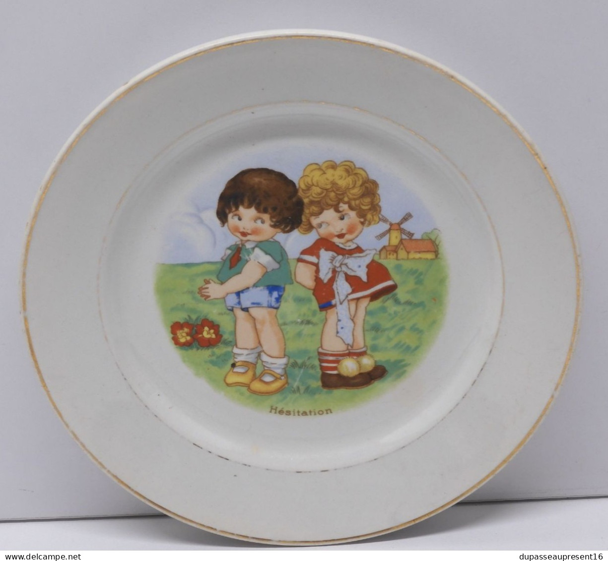 -ASSIETTE A DESSERT CERAMIQUE LUNEVILLE HESITATION DEMI PORCELAINE Enfants    E - Lunéville (FRA)