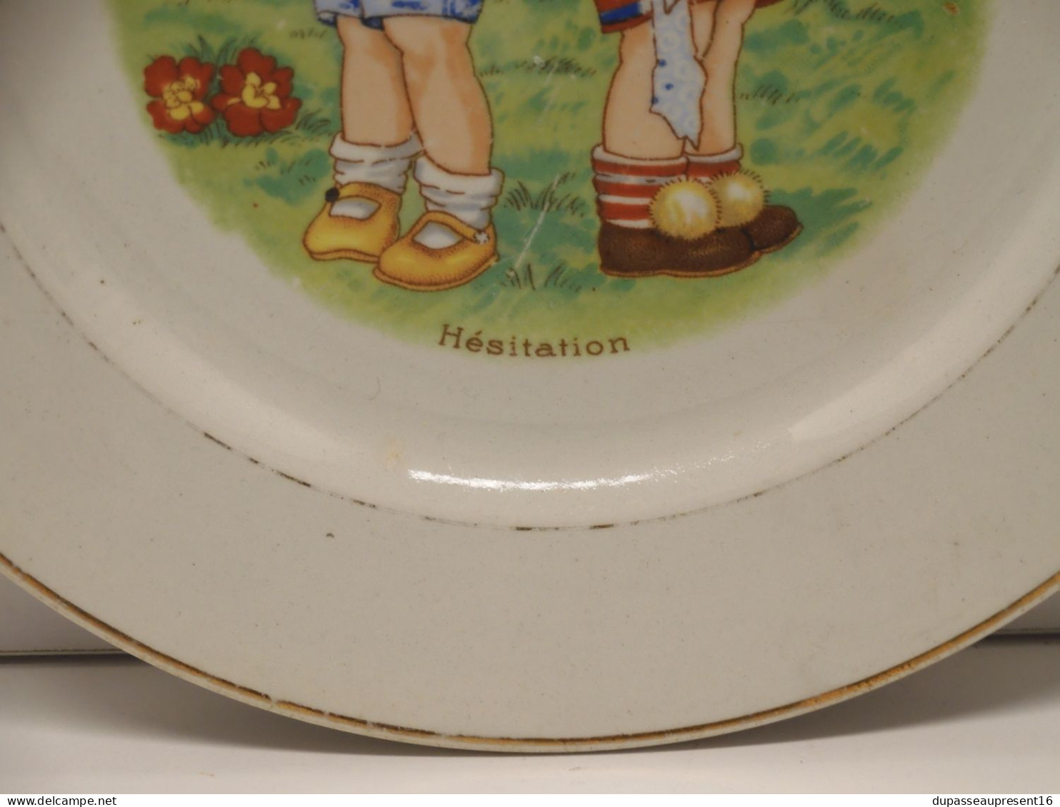 -ASSIETTE A DESSERT CERAMIQUE LUNEVILLE HESITATION DEMI PORCELAINE enfants    E