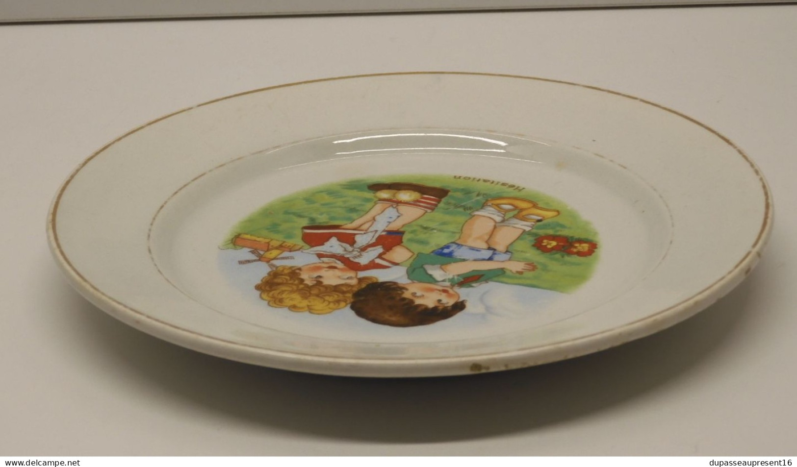 -ASSIETTE A DESSERT CERAMIQUE LUNEVILLE HESITATION DEMI PORCELAINE enfants    E