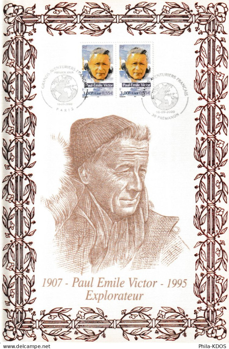 Rare (327/525) " P.E. VICTOR " Sur Encart 1er Jour N°té / Soie  Edit° A.M.I.S. De 2000 2 X N° YT 3345 Parf état FDC - Altri Modi Di Trasporto