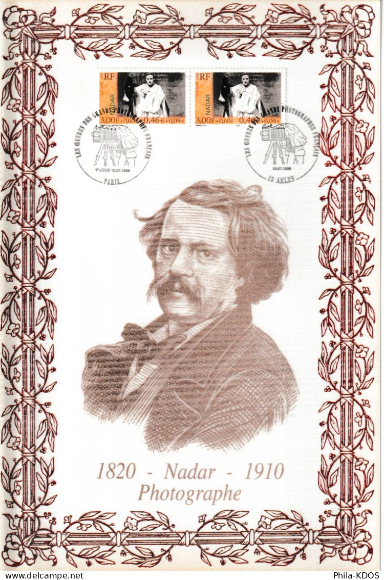 Rare (70/700) " NADAR " Sur Encart 1er Jour N°té / Soie  Edit° A.M.I.S. De 1999 2 X N° YT 3267 Parfait état FDC - Photographie