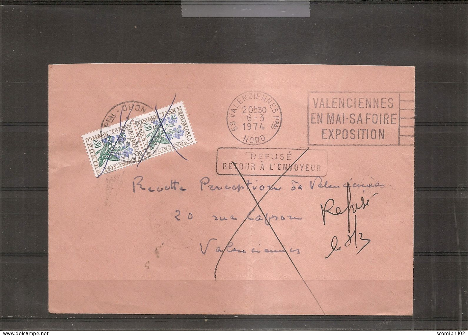 France ( Lettre De 1974 De Valenciennes Et Taxée à Valenciennes à Voir) - 1960-.... Oblitérés