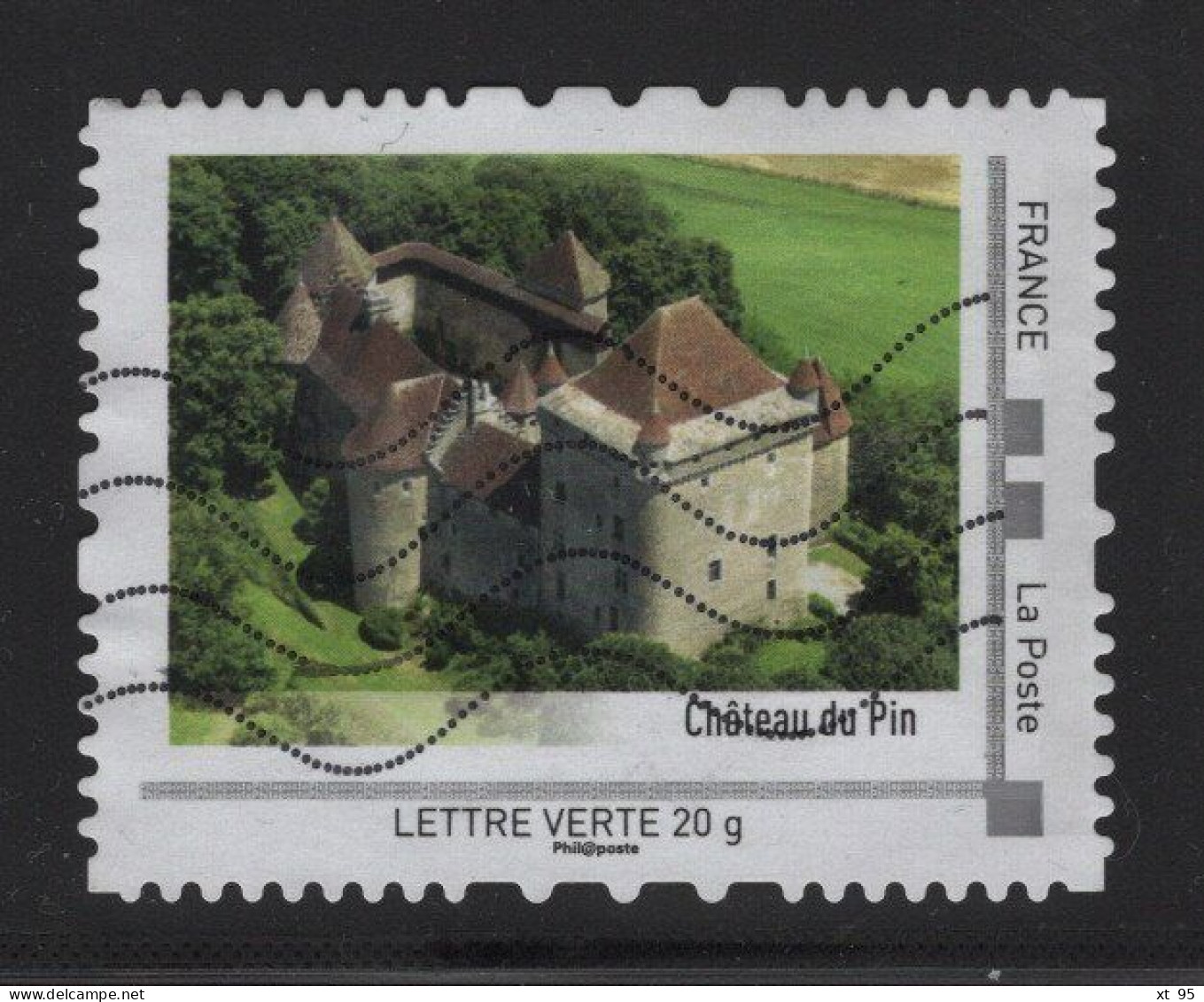 Timbre Personnalise Oblitere - Lettre Verte 20g - Chateau Du Pin - Usati