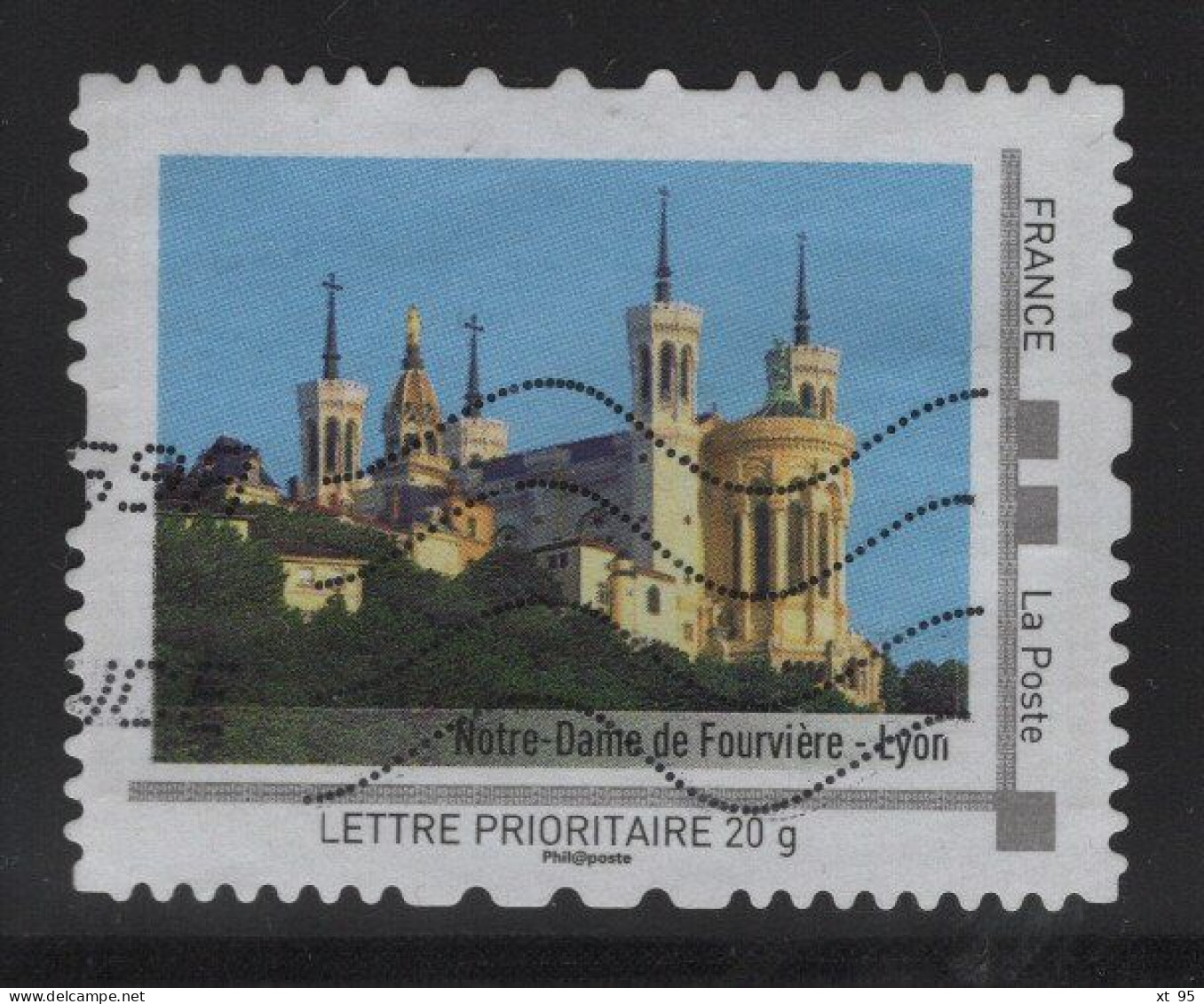Timbre Personnalise Oblitere - Lettre Prioritaire 20g - Notre Dame De Fourviere - Lyon - Used Stamps