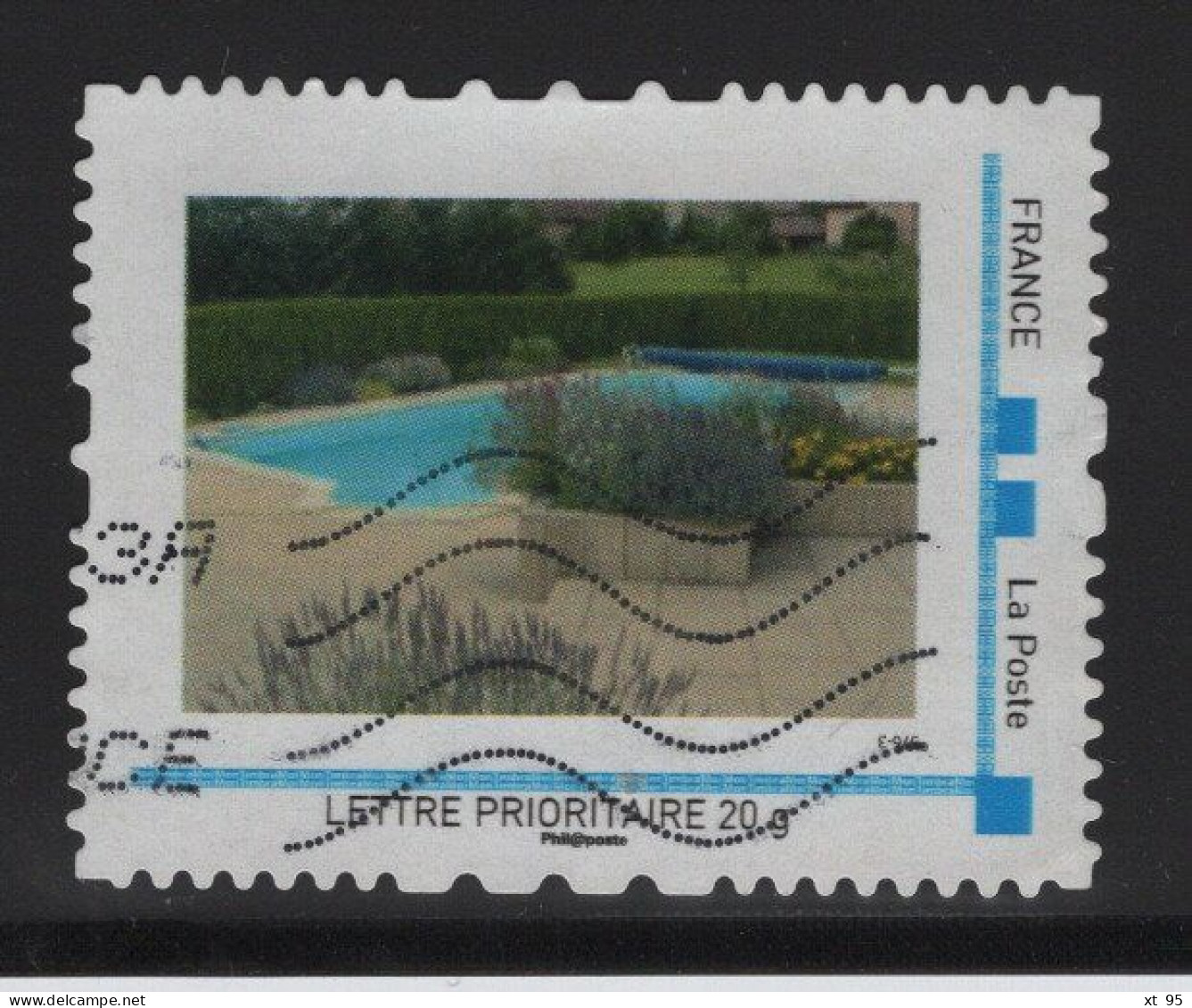 Timbre Personnalise Oblitere - Lettre Prioritaire 20g - Piscine - Used Stamps
