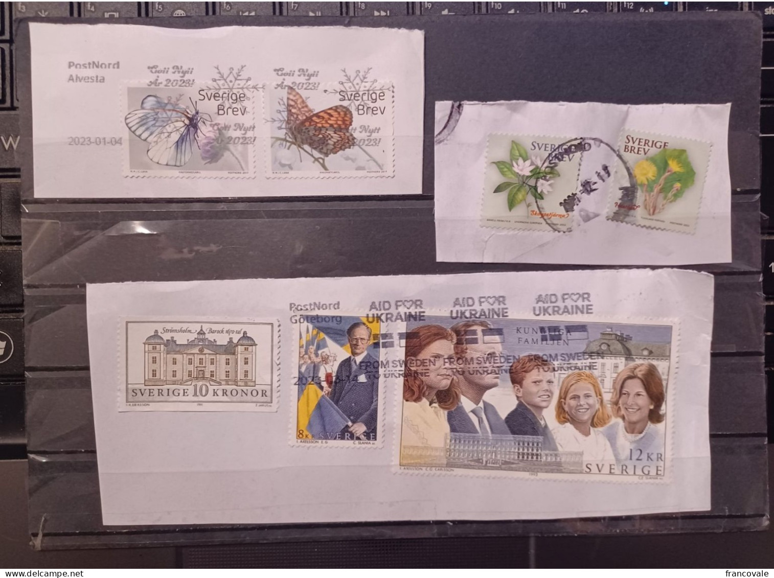 Svezia Sweden Royal Family  Butterfly 2017 And Flowers 2022  In Fragment Travelled In 2022-2023 - Gebruikt