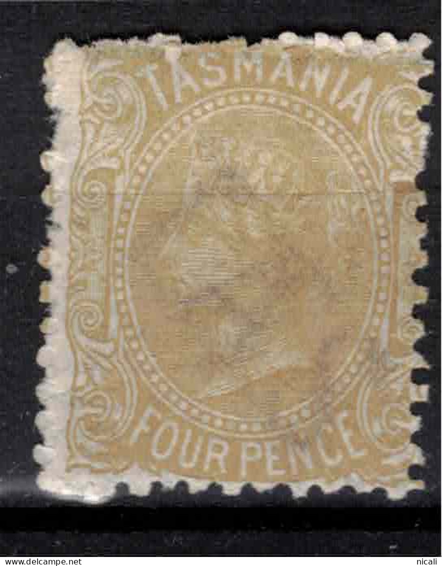 TASMANIA 1871 4d Ochre SG 147a HM #CBS12 - Mint Stamps