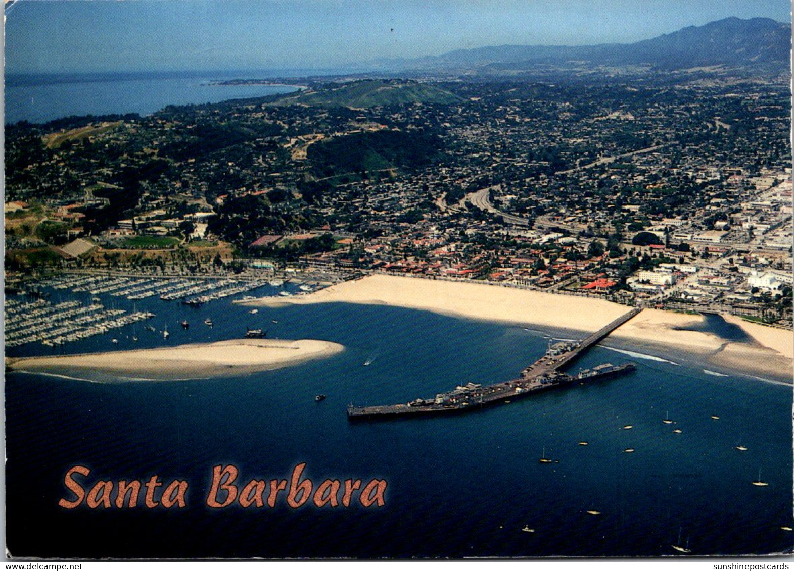 California Santa Barbara Aerial View Showing Stearn's Wharf Pier And Marina 1996 - Santa Barbara