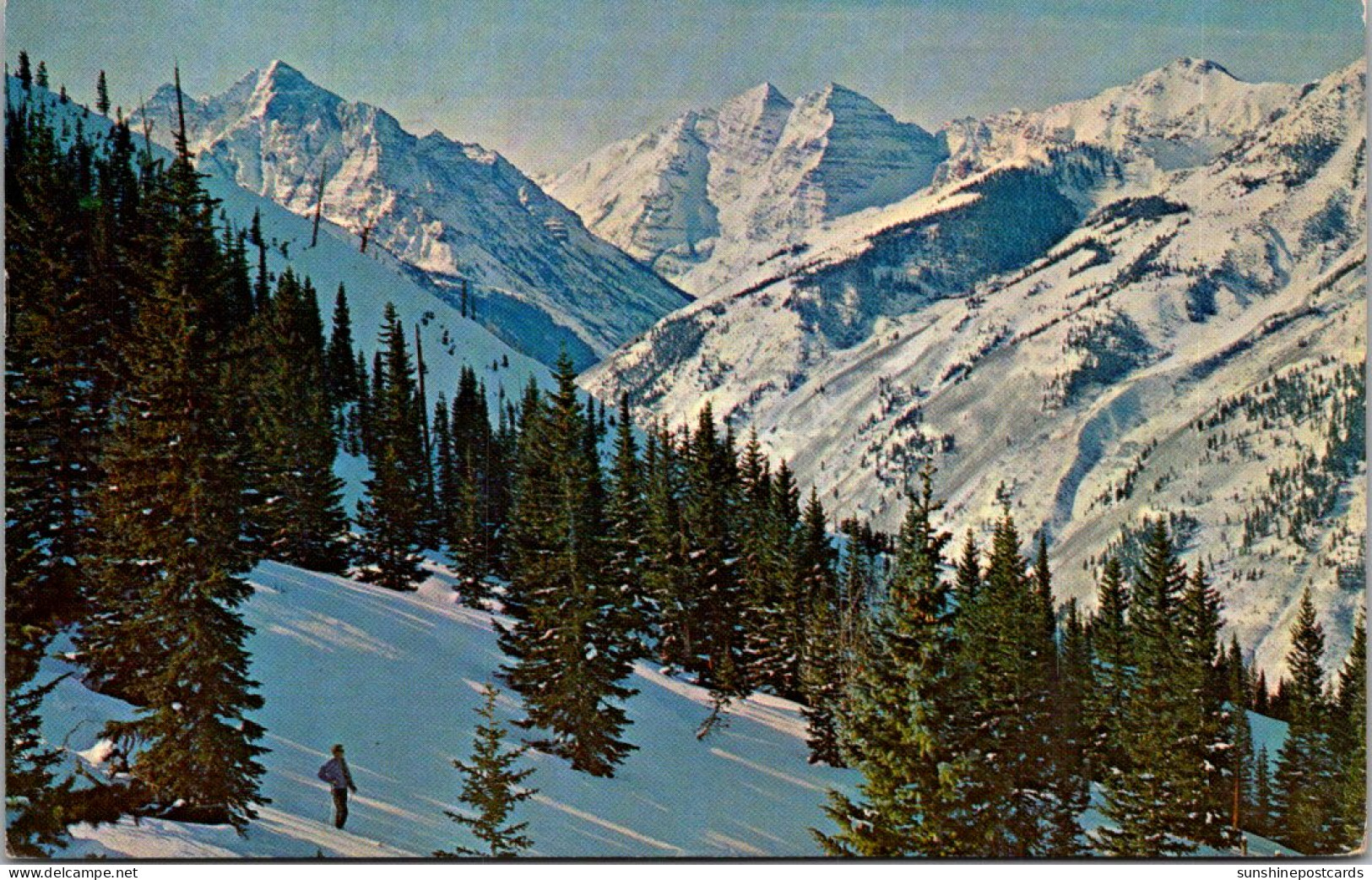 Colorado Aspen Highlands Pyramid Peak And Maroon Bells From Sundeck Of Cloud 9 Restaurant 1965 - Rocky Mountains