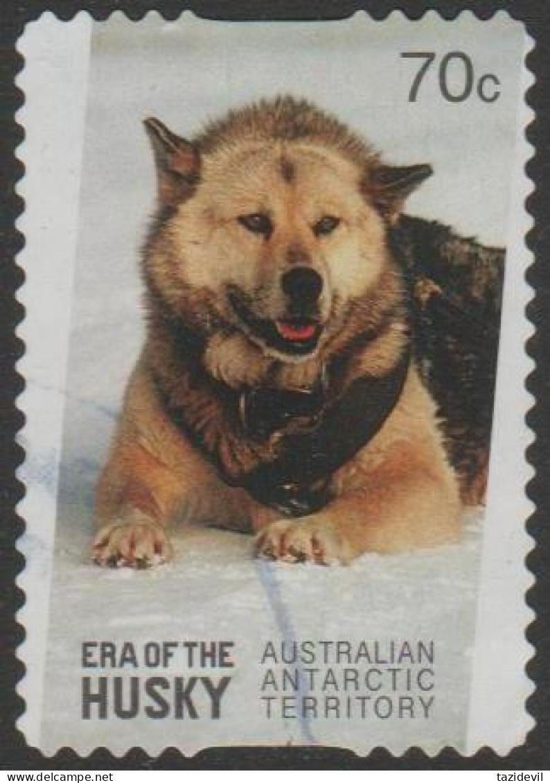 AUSTRALIALIAN ANTARCTIC TERRITORY-DIE-CUT-USED 2014 70c Era Of The Husky - Sable Husky At Rest - Gebraucht