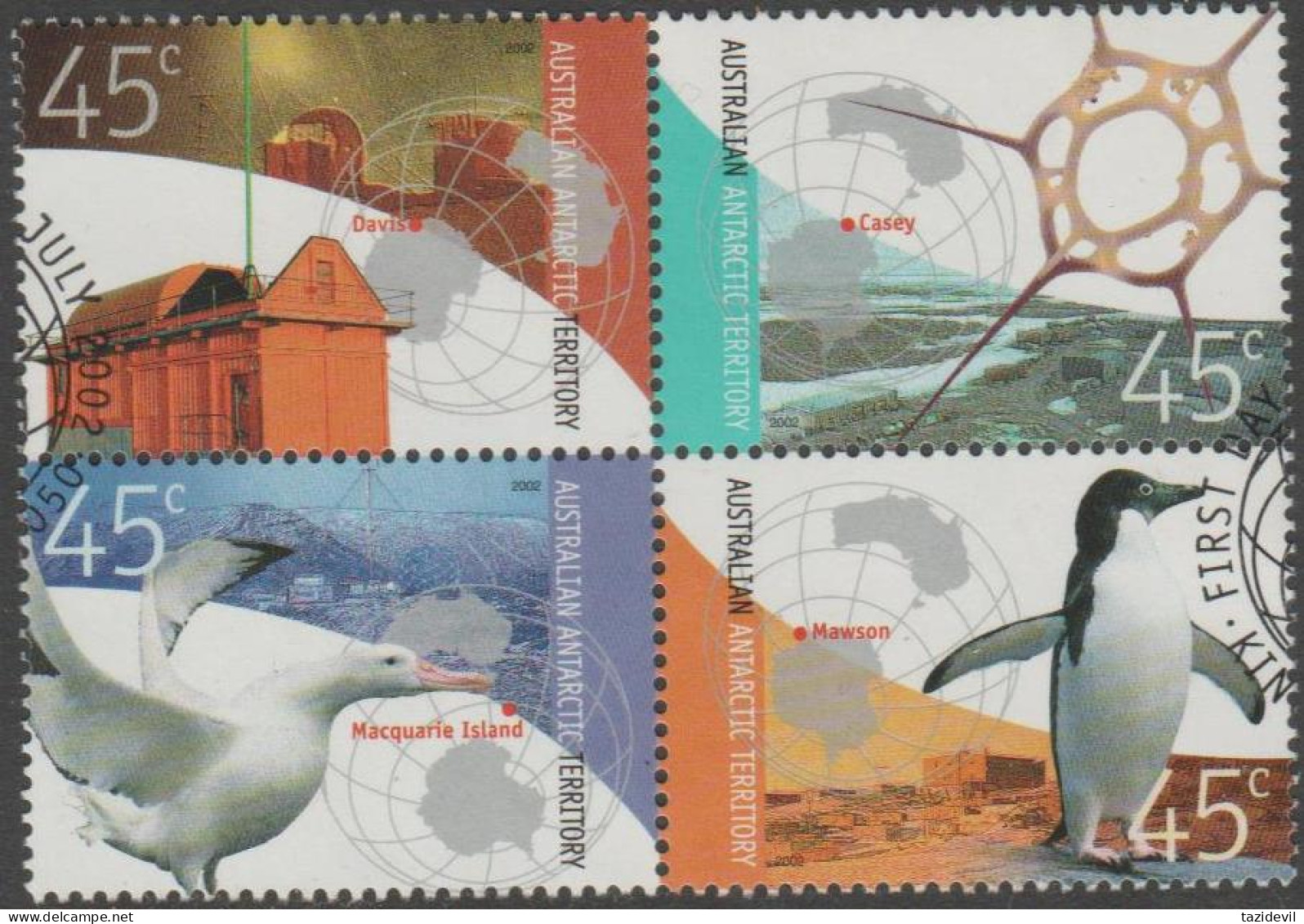 AUSTRALIALIAN ANTARCTIC TERRITORY-USED 2002 $1.80 Antarctic Research Block Of Four - Gebraucht