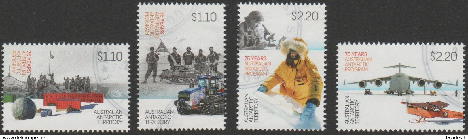 AUSTRALIALIAN ANTARCTIC TERRITORY-USED 2022 $1.10 Antarctic Program  75Years - Set Of Four - Gebraucht