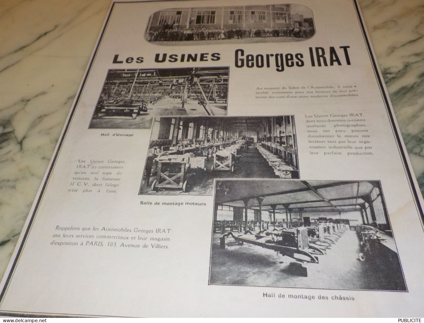 ANCIENNE  PUBLICITE LES USINES GEORGE IRAT   1923 - Programmes