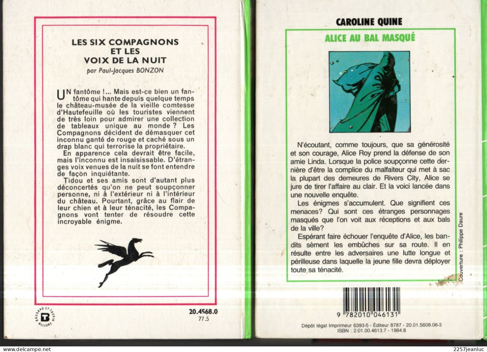 Lot 3 Livres * Le Secret De L'etalon Noir *Alice Au Bal Masqué & Les Six Compagnons Et Les Voix De La Nuit - Bibliothèque Verte