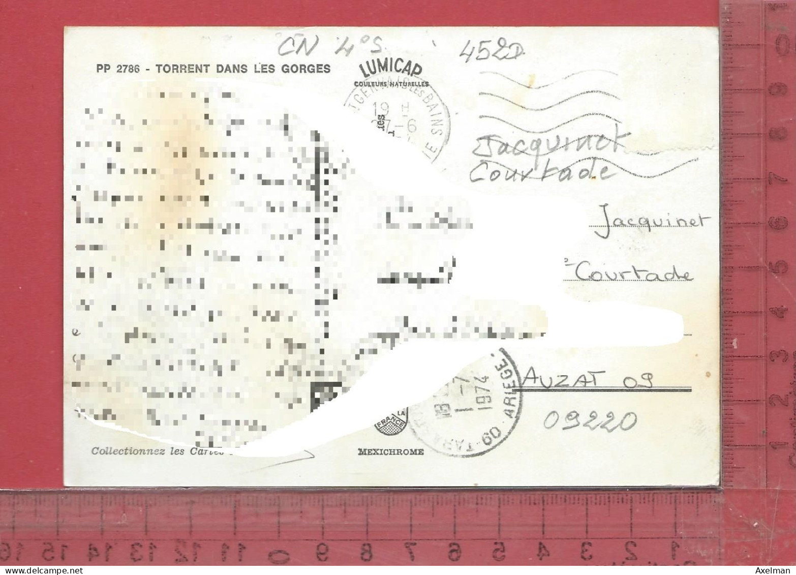 CARTE NOMINATIVE : JACQUINET-COURTADE  à  09220  Auzat - Genealogy