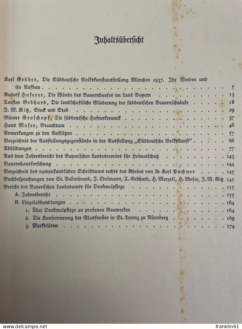 Jahrbuch 1937 Des Bayerischen Landesvereins Für Heimatschutz. - 4. Neuzeit (1789-1914)