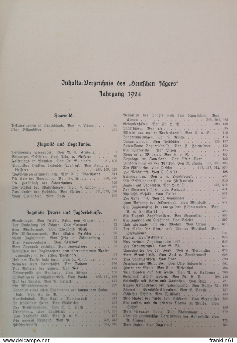 Der Deutsche Jäger. Illustrierte Wochenschrift Für Jagd, Schießwesen, Forstwirtschaft, Jagdliche Hundezucht Un - Andere & Zonder Classificatie