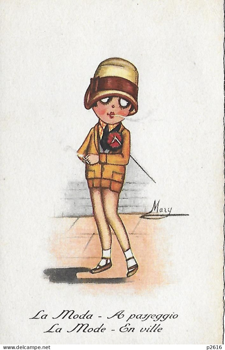 ILLUSTRATEUR MARY -  LA MODE EN VILLE -  CARTE COLORISEE - Marquer