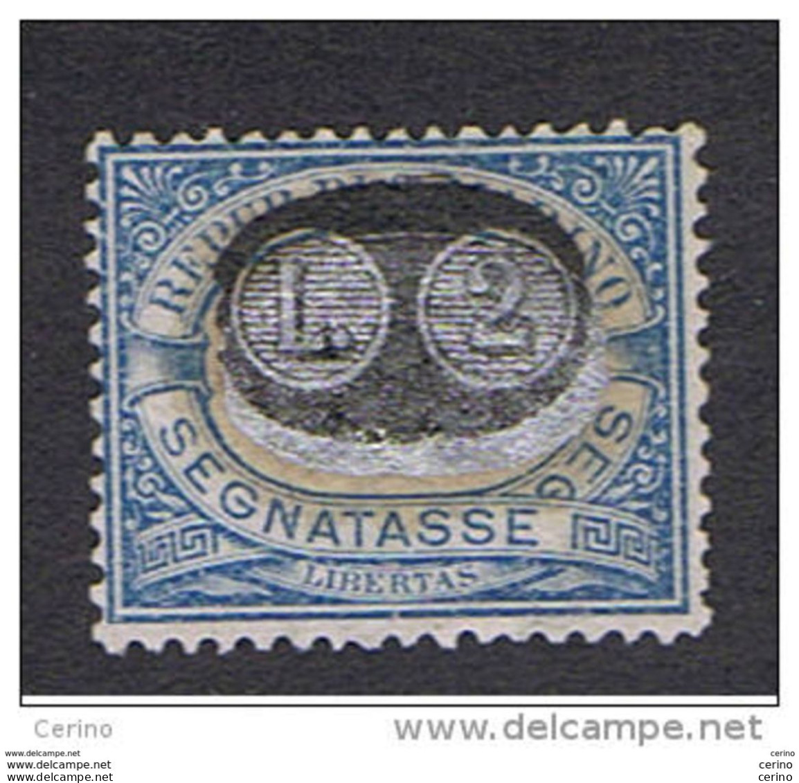 SAN  MARINO  VARIETA':  1931  TX  SOPRASTAMPA  SPOSTATA  IN  ALTO  -  £. 2/5 C. AZZURRO  T.L. -  SASS. 44 B - Varietà & Curiosità