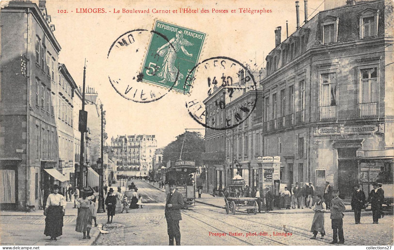 87-LIMOGES- LE BOULEVARD CARNOT ET L'HÔTEL DES POSTES ET TELEGRAPHES - Limoges