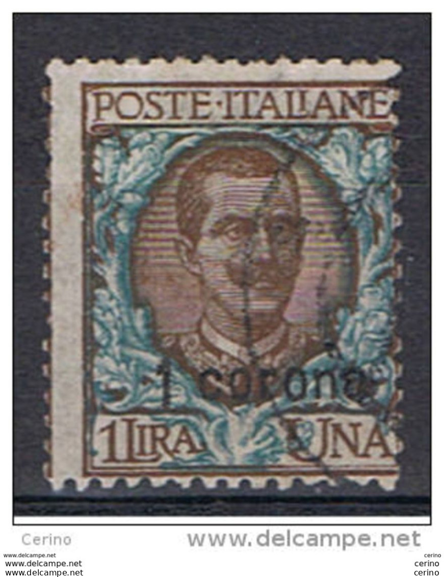 DALMAZIA:  1921/22  SOPRASTAMPATO  -  1 C./£.1  BRUNO  E  VERDE  US. -  SASS. 6 - Dalmatie