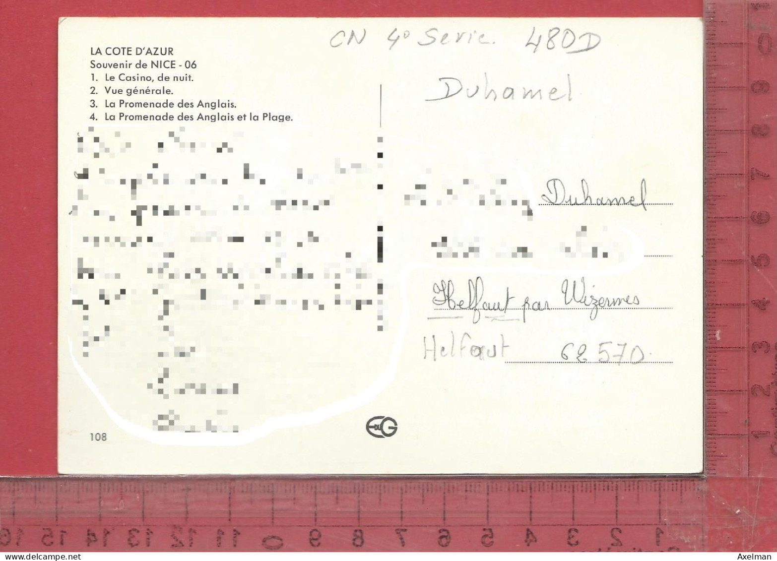 CARTE NOMINATIVE : DUHAMEL  à  62570  Helfaut - Genealogy