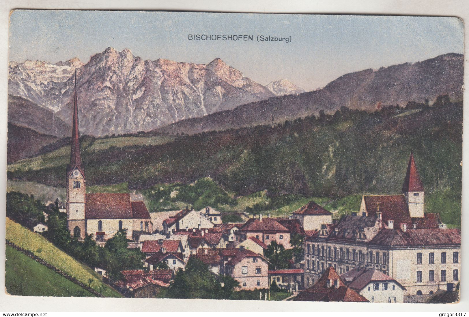 C6483) BISCHOFSHOFEN - Häuser Kirche Berge 1920 - Bischofshofen